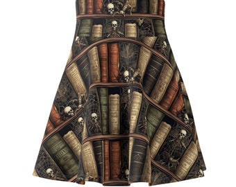 Edgar Allan Poe Skirt | Dark Academia | Books and Skull | Dark Academia | Steampunk | Literature Classics Skirt | Edgar Allan Poe Book Skirt