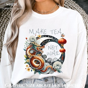 Vintage Tea Shop Sweatshirt | Make Tea Not War Sweatshirt | Anime Sweater | Dragon Sweatshirt | Anime Shirt | Vintage Uncle Tea Shirt