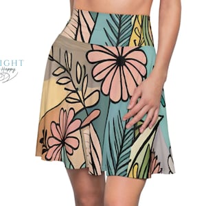 Women&#39;s Skater Skirt Floral Pastel Skirt High Waisted Skirt Cute Summer Skirt Floral Skirt Stretchy Skirt Women Plus Sizes Flowy Skirt