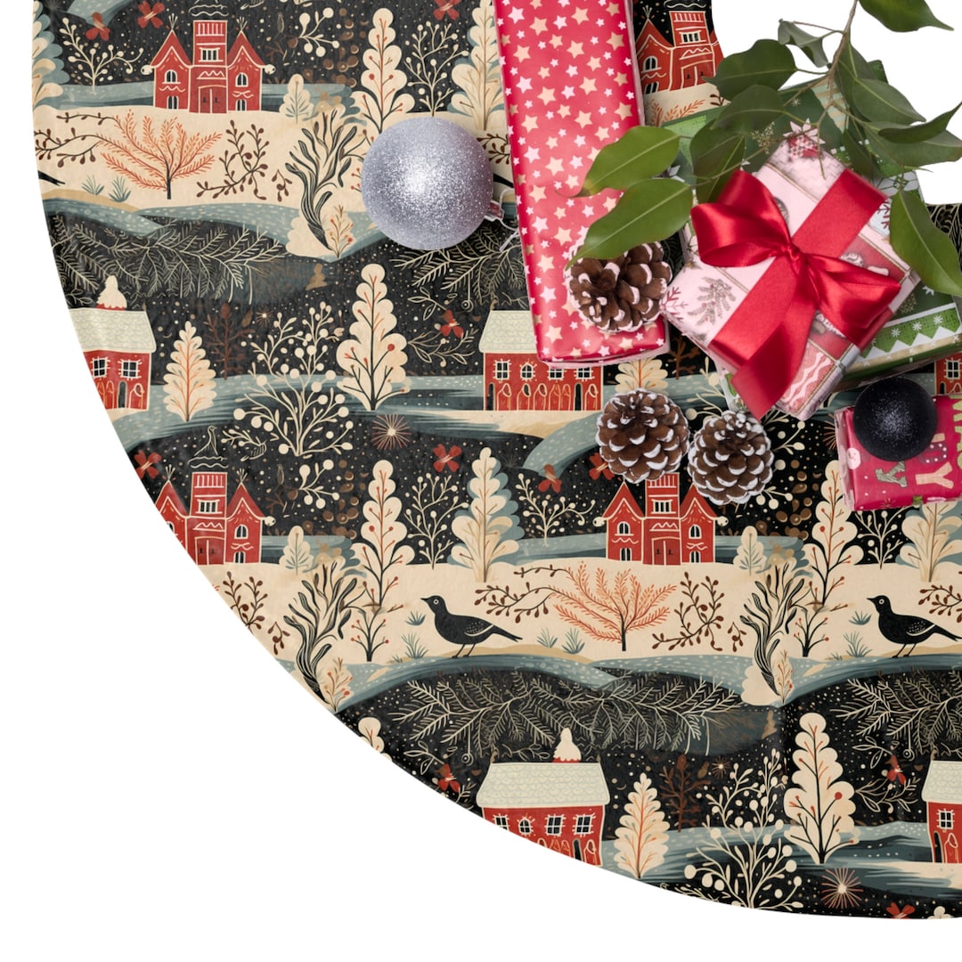 Boho Tree Skirt Christmas Tree Skirt Bird Tree Skirt Xmas Tree Skirt Cottagecore Decor Skirt