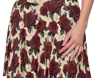 Edgar Allan Poe Roses Skater Skirt: Dark Academia Gothic Style