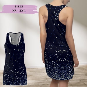 Racerback Kleid | Nachthimmel Kleid | Konzertbekleidung | Racerback Kleid | Tank-Kleid | Sommermode| Partykleid | Sternenkarte