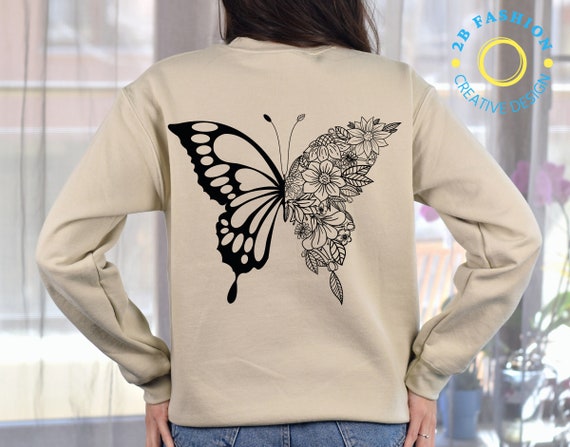 Butterfly Hoodie Floral Butterfly Sweatshirt Butterfly Graphic