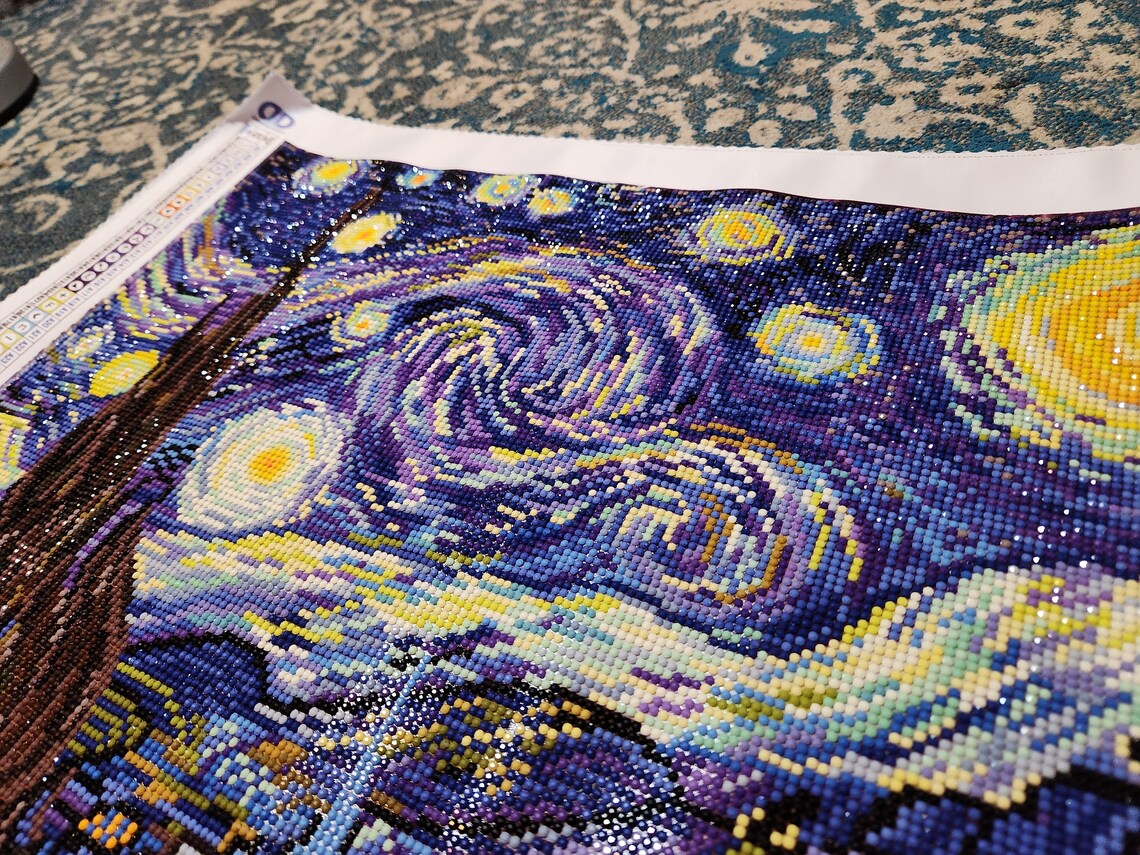 Diamond Dotz Starry Night Van Gogh Finished Etsy Diamond dotz starry night van gogh finished etsy