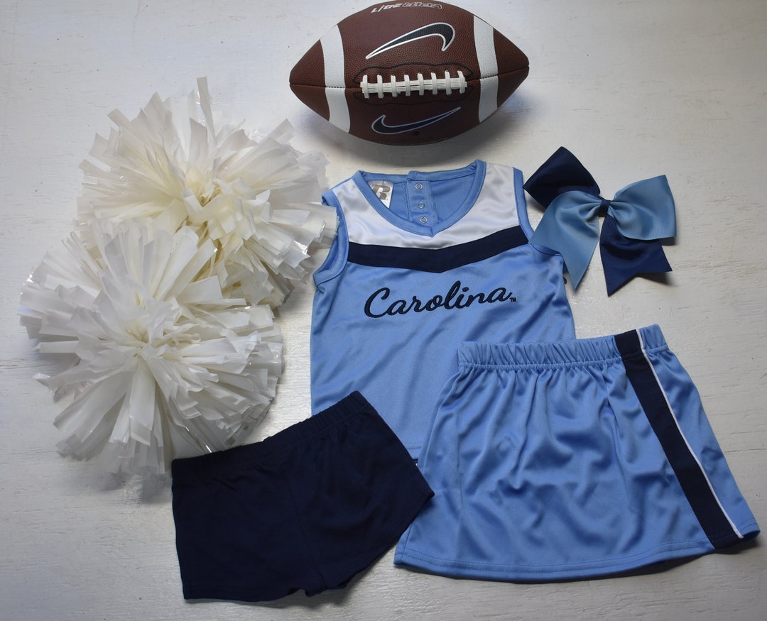 UNC Toddler Girl's 2t, 3t, 4t Cheerleader Costume Uniform Pom Poms