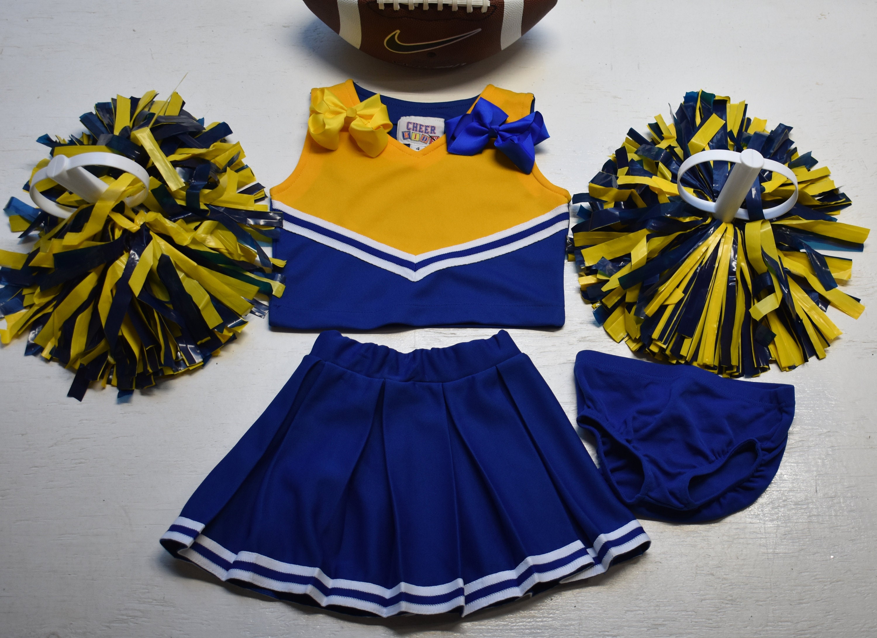 4T 14 Girls GOLD ROYAL BLUE Cheerleader Outfit Uniform