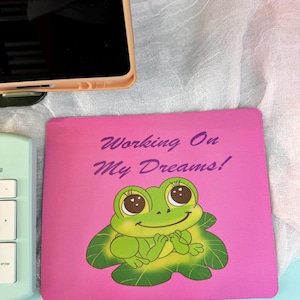 Frosch Maus Matte Kleinunternehmer, Frühling und Sommer Dekor, an meinen Träumen arbeiten, niedliches Schreibtisch Maus Pad