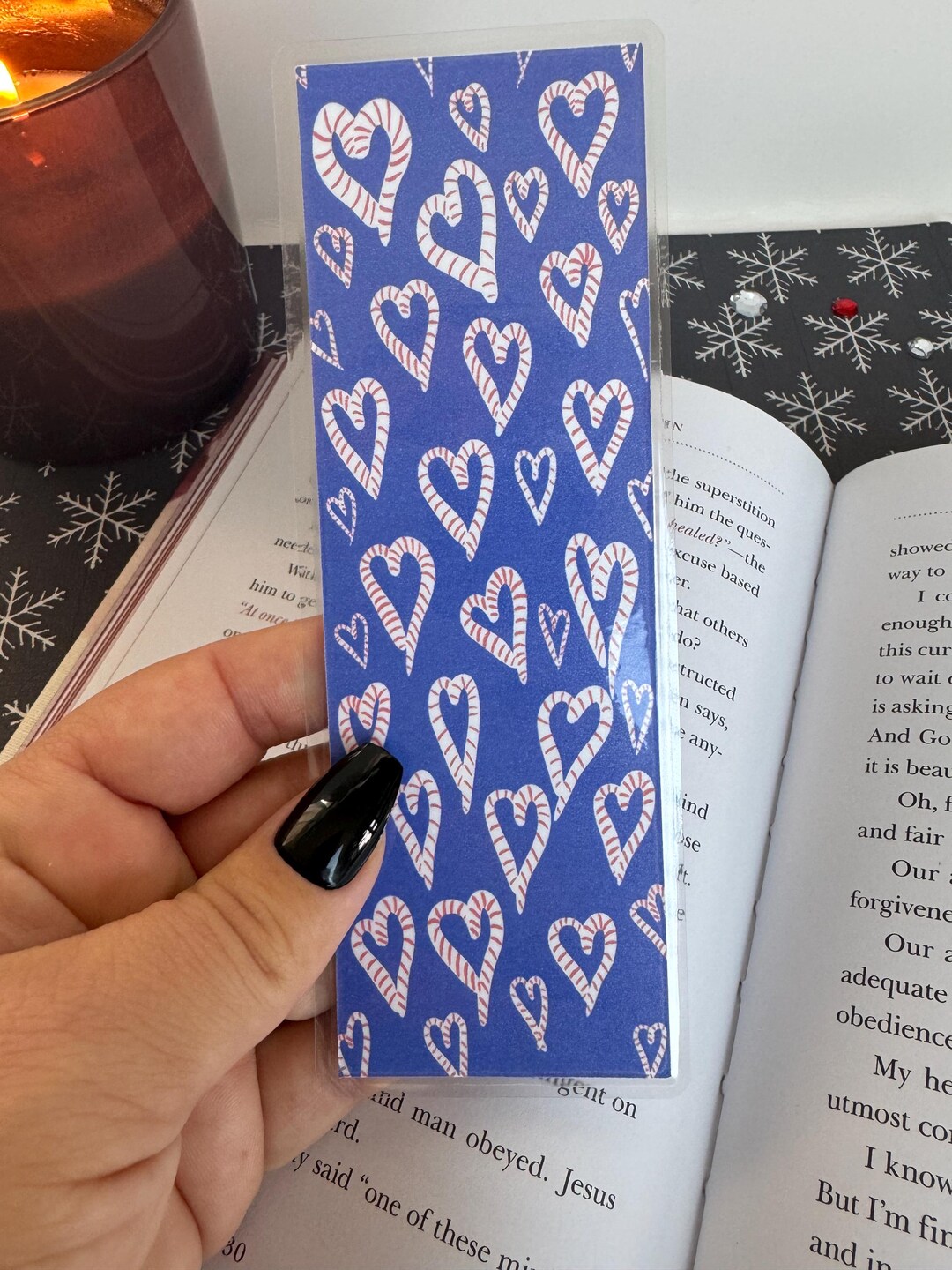 Candy Cane Heart Bookmark- Christmas Bookmark - Etsy