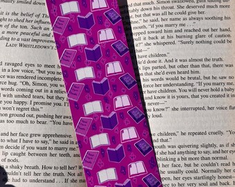 Purple and Pink Book Pattern Bookmark, One More Chapter, Read More Books, For Book Lovers, Gifts For Readers, Hand Drawn