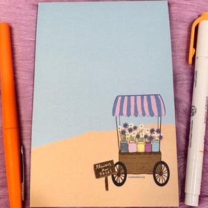 Notitieblokken met schattige ontwerpen, bloemen te koop, bloemenkar, zandstrandlijstmaker, organisatie, Get It Done, schattig personage, 4 x 6, bloemen