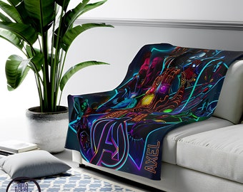 Manta de superhéroes, regalo personalizado, regalo para niños, regalo para niños, manta de felpa de terciopelo, manta para niños, manta personalizada