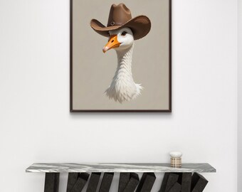 Impressão de ganso cowboy: arte western caprichosa, download digital