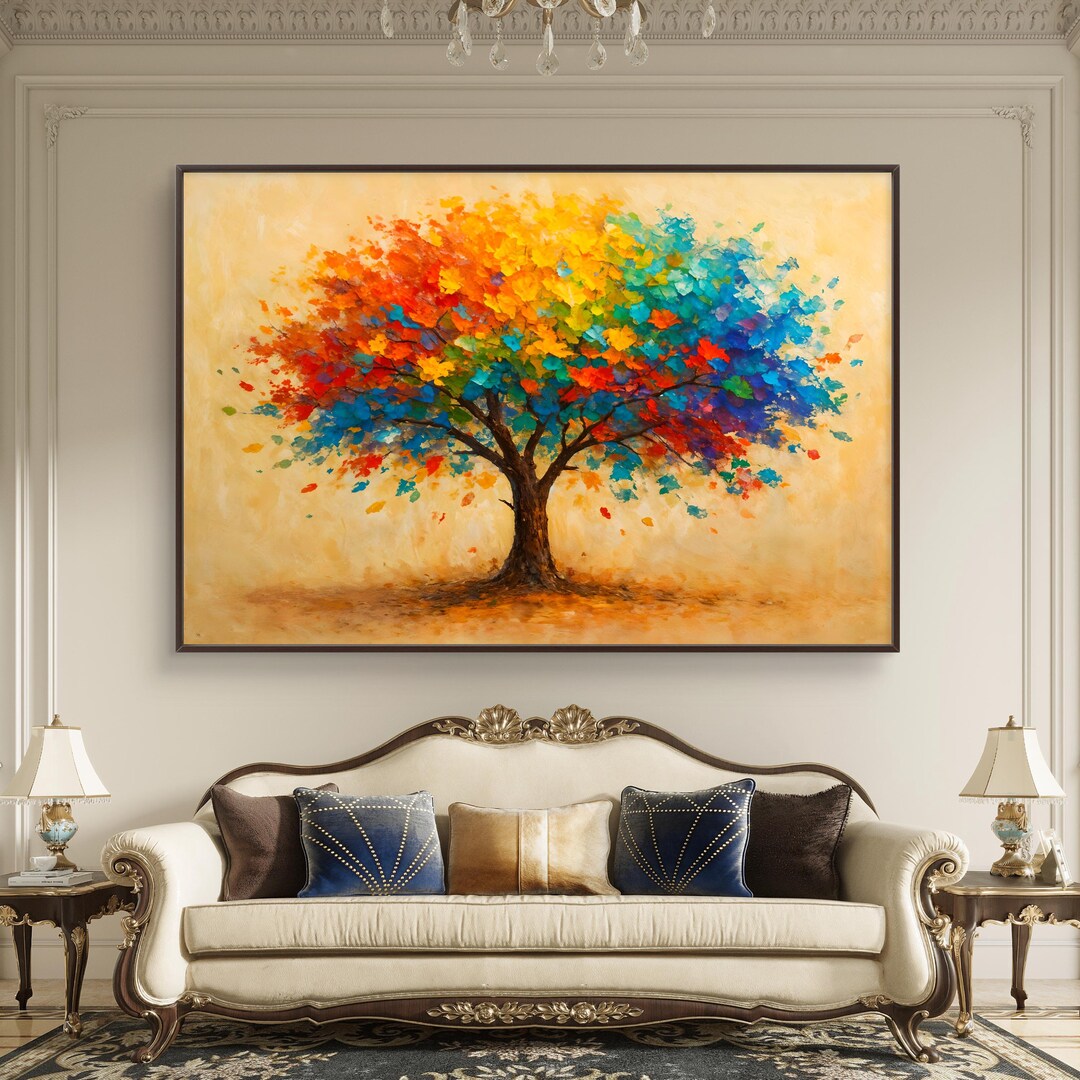 Rainbow Tree of Life Print: Vibrant Abstract Nature Art (digital