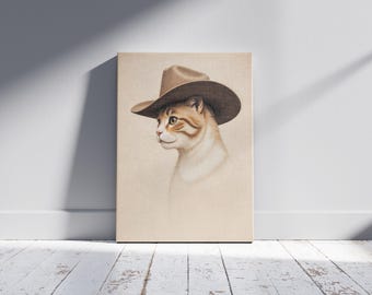 Cowboy Cat Art Print: Quirky Western Feline Decor (Digital Download)