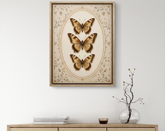Vintage Butterfly Moth Art Print: Cottagecore Neutral Decor (Digital Download)