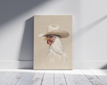 Huhn Cowgirl Druck: Western Poster fürs Kinderzimmer (Digitaler Download)