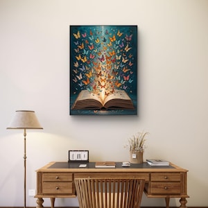 Butterfly Book Art Print: Dark Academia Cottagecore Illustration (Digital Download)