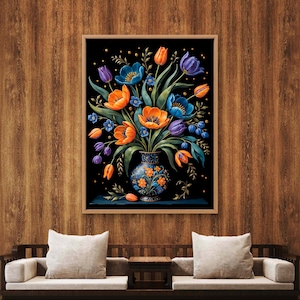 Colorful Mexican Flowers Print: Vibrant Floral Wall Art (Instant Download)