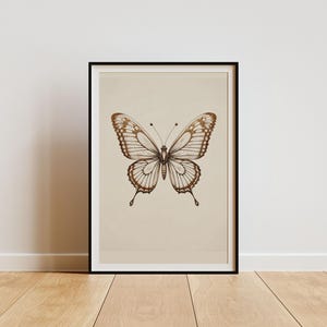 Vintage Butterfly Wall Art, Elegant Minimalist Insect Print, Digital Download for Home Decor & Nature Lovers