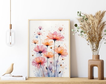 Wildflower Watercolor Art Print: Floral Home Decor (Digital Download)