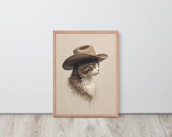 Lámina artística de gato vaquero: Decoración peculiar del Oeste (descarga digital)
