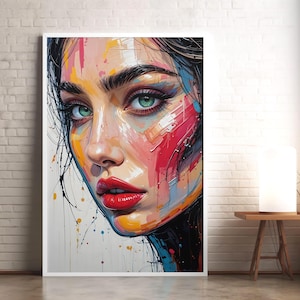 Colorful Pop Art Woman Portrait Print: Modern Home Decor (Digital Download)