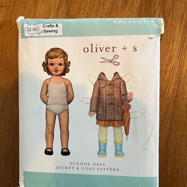 UNCUT, FF Oliver and S Children's Jacket and Coat Pattern. Size 4, 5, 6, 7, 8.