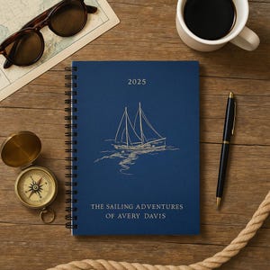 Nautical Spiral Notebook - Adventure Journal, Boat Lover Gift, Sailor&#39;s Diary, Personalized Stationery, Travel Planner