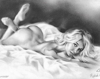 Peinture Huile Brosse sèche Œuvre originale Femme nue Blonde Alina Rybak Artiste Ukraine 2023