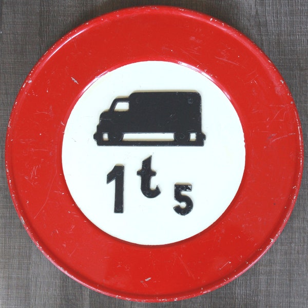 Ancien panneau signalisation Camion 3t5 Plaque émaillée 1950's Vintage Collection