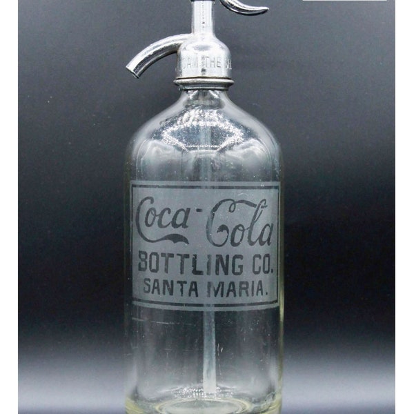 Coca-Cola Seltzer-fles uit Santa Maria, Californië 1938 Vintage glazen drank Verenigde Staten antieke collectie decoratie reclame