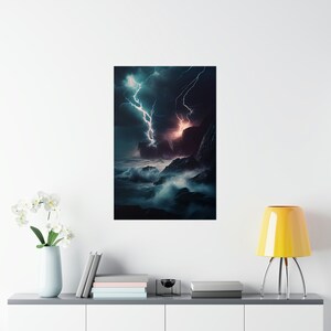 Abstract Dark Future Stormy Ocean Matte Poster