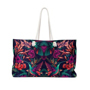 Abstract Floral Humming Bird Pattern B Weekender Bag