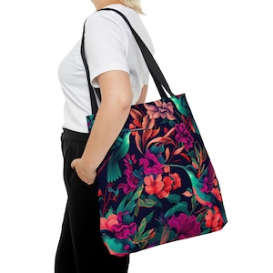 Abstract Floral Humming Bird Pattern B Tote Bag
