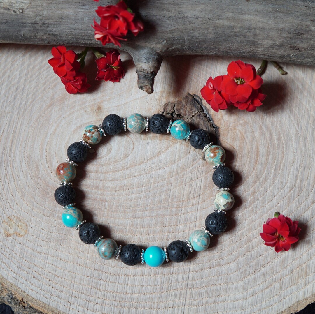 Lava Stone Beaded Bracelet Diffuser Bracelet Healing Stone Etsy