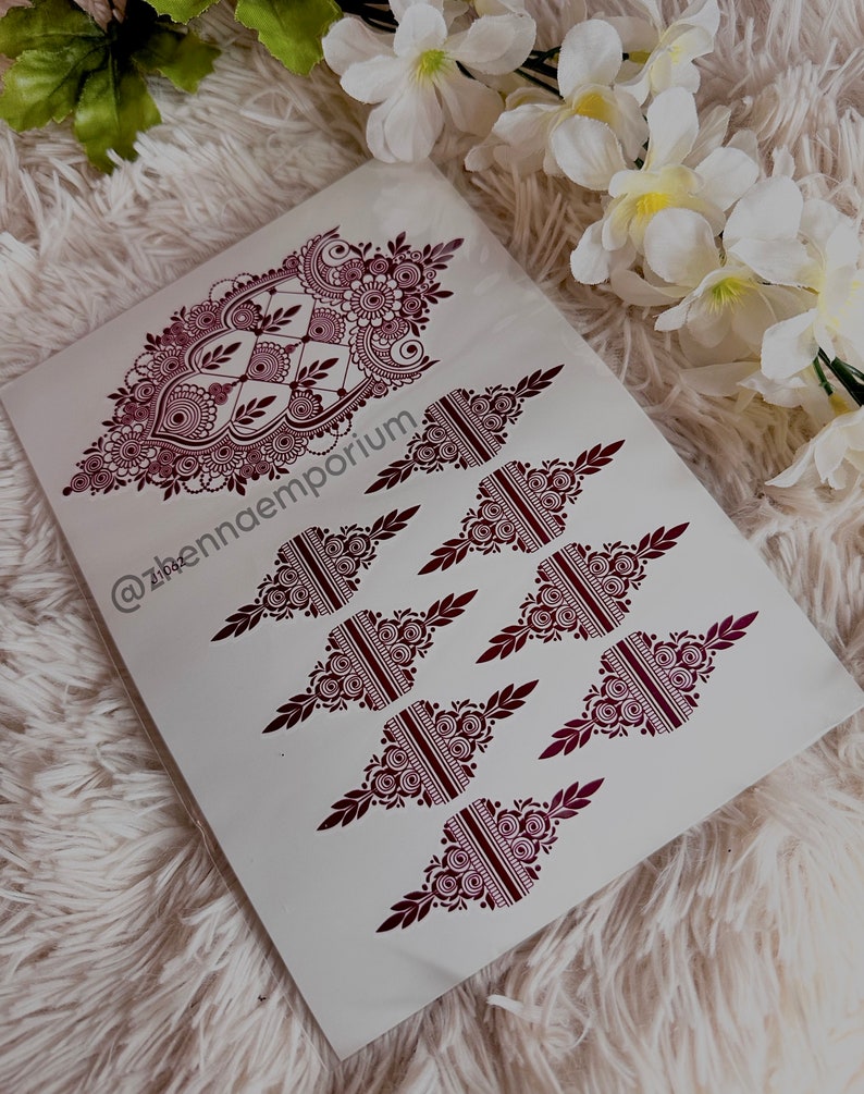 Henna Temporary Tattoo Henna Instant Henna Stickers Etsy