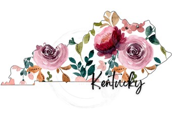 KY Floral, KY Watercolor, Kentucky, sublimation PNG, instant download