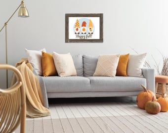 Happy Fall Gnome Wall Art - Fall Wall Art - Fall Home Decor - Autumn Home Decor - Fall Gnome Decor - Fall Printable - Autumn Gnome Printable