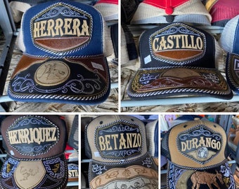 Chapeaux avec noms de famille et états du Mexique Apeido y Estados Mexicanos Gorra de malla hecho a mano