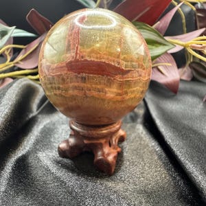 Green and Red Banded Calcite Sphere, Green Calcite, Red Calcite, Gifts