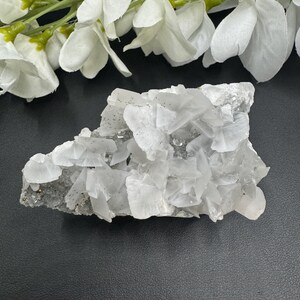 Fluorescent Petal Calcite with Pyrite on Matrix, UV Reactive Petal Calcite, Angel Wing Calcite, Gifts