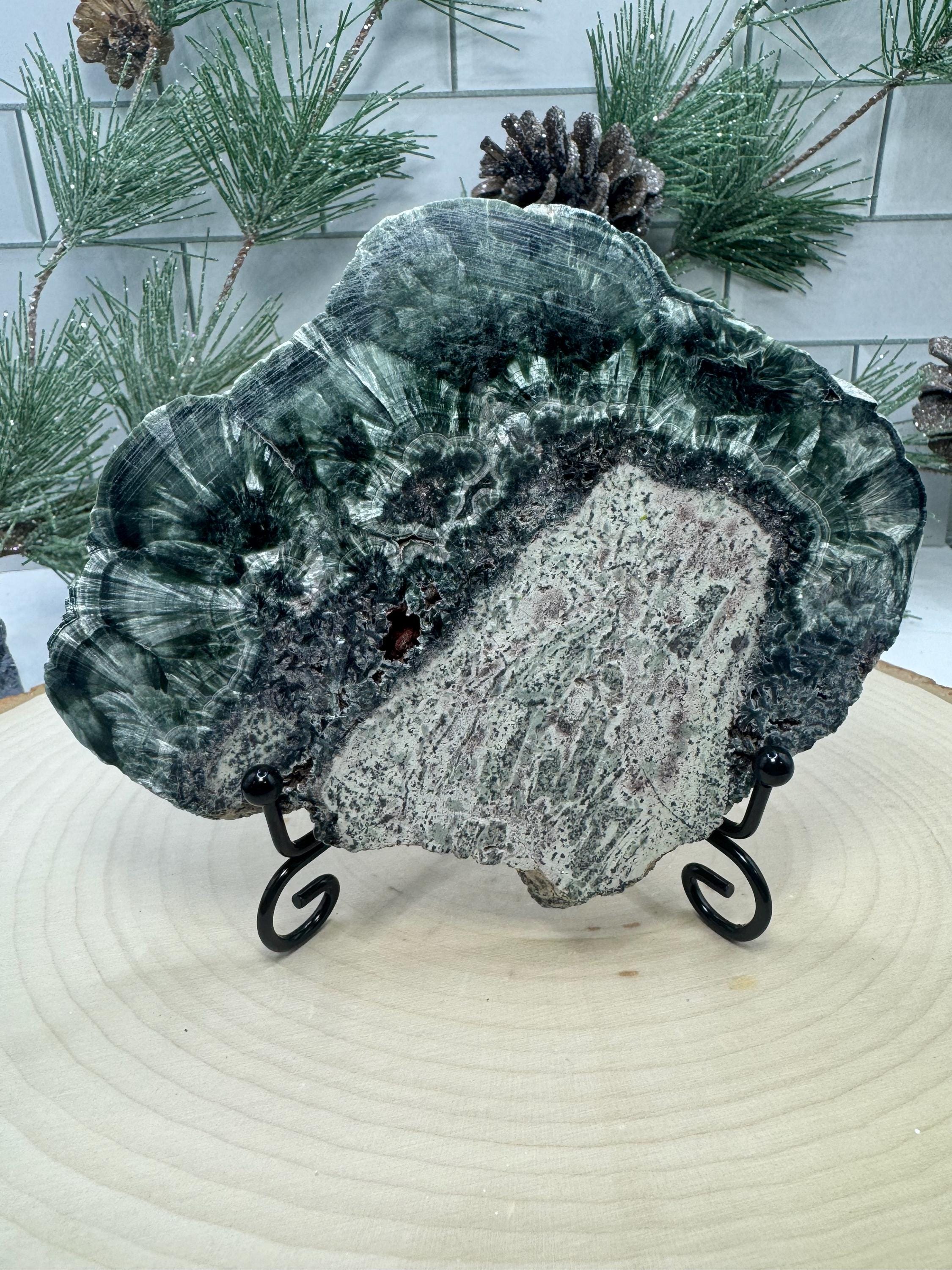 Seraphinit Seraphinite Polished Slab With Stand, Clinochlore Slice, Gifts - Etsy