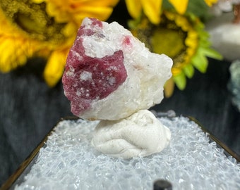 Red Spinel Crystal on Matrix, Raw Spinel Specimen, UV Reactive Red Spinel Mineral, Gifts