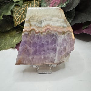 Amethyst Agate Slab with Stand, Amethyst with Crazy Lace Agate Slice, Amethyst Slab, Crazy Lace Agate Slab, Gifts