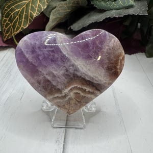 Agate and Amethyst Crystal Carved Heart, Gifts