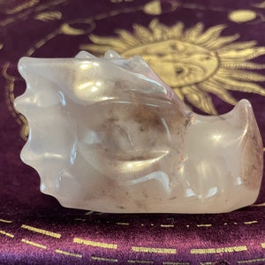 Pink Quartz Crystal Carved Dragon Head (2.5 in)