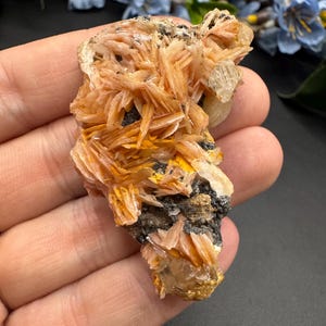 Pink Barite, Cerussite and Galena on Matrix from Mibladen Morocco, UV Reactive Cerussite Crystals, Gifts