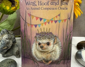 Wing, Hoof and Paw Oracle Card Deck with 44 Purple Gilt-Edged Cards and 108 page Guidebook, Gifts