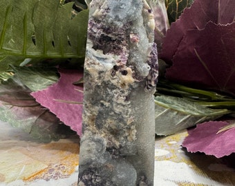Druzy Fluorite Agate Crystal Tower, Fluorite Specimen, Purple Fluorite Crystals, Agate Crystal, Gifts
