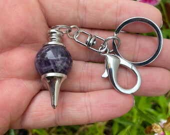 Dream Amethyst Crystal Pendant Keychain, Crystal Keychain, Gemstone Keychain, Metaphysical Crystals, Gifts